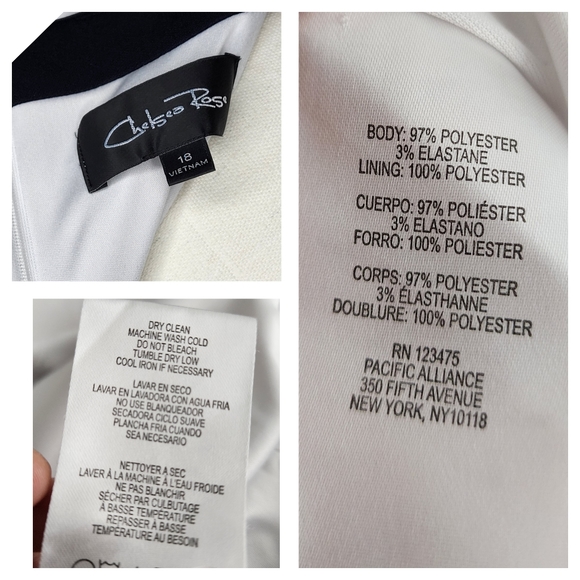 PLUS CHELSEA ROSE White Navy Blue Block Sleeveless Sheath Dress. Size: 18 - Picture 8 of 12